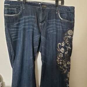 Butterfly embroidered jeans